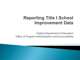 Reporting Title I School Improvement through SIIS