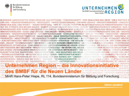 Präsentation „Unternehmen Region – die Innovationsinitiative des BMBF für die Neuen Länder“, Hans-Peter Hiepe