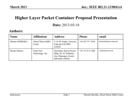 13/0041r4       Higher Layer Packet Container Proposal Presentation                                                                       Hitoshi Morioka