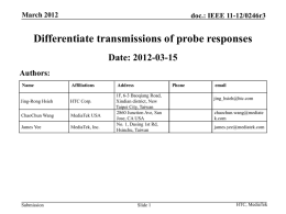 Differentiate transmissions of probe responses          by Jing Rong Hsieh (HTC)      11-12/0246r3