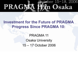Progress Since PRAGMA 10 final.ppt