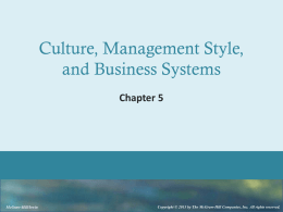 Culture, Management Style, and Business Systems