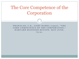 Prahalad and Hammel-Core Competence