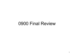 Review for Final Exam and Final Lab Practical