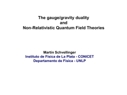 Martin Schvellinger: Gauge/gravity duality and Non-Relativistic Quantum Field Theories