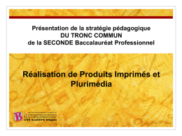 Présentation de la proposition d organisation du tronc commun pour le Bac Pro RPIP du lycée Baggio - Lille