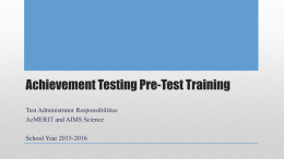Achievement Testing Pre-Test Training