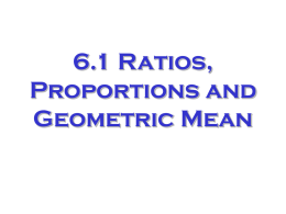 Proportions, Ratios, and Geometric Mean
