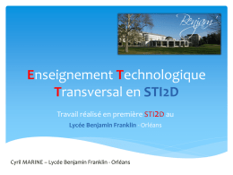 Progression 1ère STI2D - Lycée Benjamin Franklin