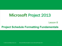 Lesson 8 &nbsp;Project Schedule Formatting Fundamentals