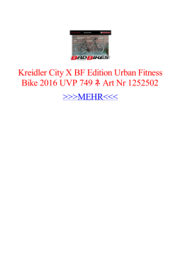 Kreidler City X BF Edition Urban Fitness Bike 2016 UVP 749 ﾈ Art Nr