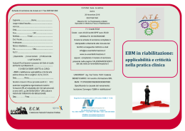 EBM IN RIABILITAZIONE: applicabilità e criticità nella pratica clinica