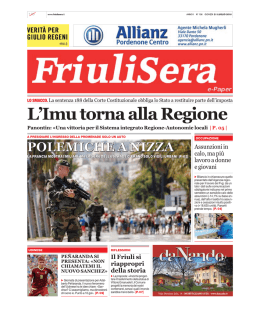 L`Imu torna alla Regione - Friuli Sera il quotidiano del giorno prima