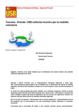 Toscana - Entrate: USB sollecita incontro per la