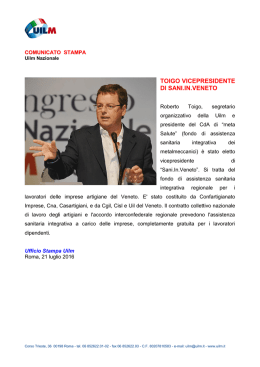 Roberto Toigo vicepresidente di Sani.In.Veneto