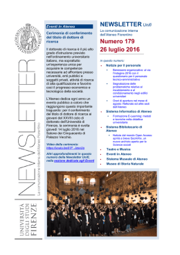 NEWSLETTER Unifi Numero 179 26 luglio 2016