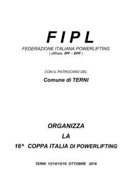 Invito - Sito ufficiale FIPL - Federazione Italiana PowerLifting