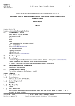 Il bando per l`accordo quadro sulla progettazione esecutiva