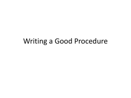 Writing a Procedure