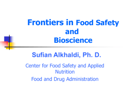 Dr. Sufian Alkhaldi - Frontiers in Food Safety and Bioscience