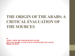 Power Point-THE ORIGIN OF THE ARABS
