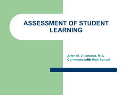 Assessment of Student Learning - Arlan Villanueva.ppt