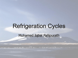 Week 10 Refrigeration Cycles