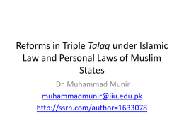Reforms in Triple Talaq under Islamic Law and