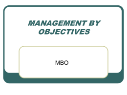 MANAGEMENT BY OBJECTIVES (MBO)