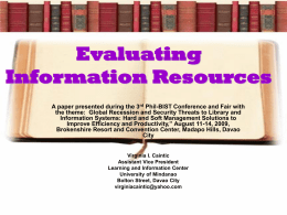 Evaluating Information Resources (3rd Phil-BIST)