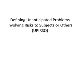 Download Power Point Presentation on Defining UPIRSOs