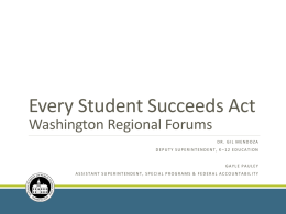 Washington Regional Forums Presentation
