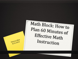 How to Plan Effective Math Instruction By: Patricia Allen