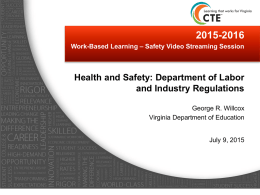 Health and Safety, Virginia Department of Labor and Industry