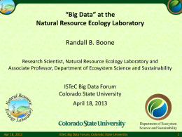 Randy Boone, Natural Resource Ecology Laboratory, CSU
