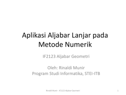 Aplikasi Aljabar Lanjar pada Metode Numerik