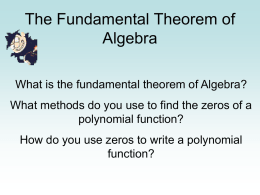 The Fundamental Theorem