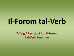 Preżentazzjoni ta Reviżjoni u Taħriġ fuq il-Forom tal-Verb Semitiku