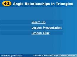 Unit E Chapter 4.2 Angle Relationships in Triangles