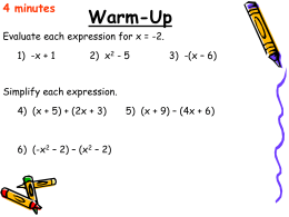 Chapter 7 Section 1 (Intro to Polynomials)