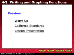 4-3 Writing and Graphing Functions