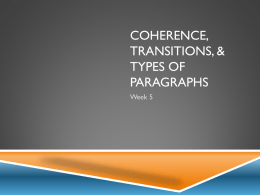 week 5- coherence transitions  types of paragraphs