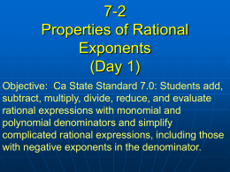 7-2 Properties of Rational Exponents (Day1)
