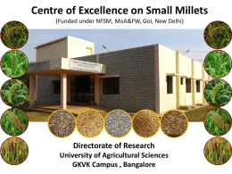 CENTRE OF EXCELLENCE for Small Millets-UAS, Bangalore