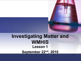 snc1d u2 lesson 1 investigating matter 1
