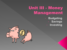 Unit III - Money Management power point notes