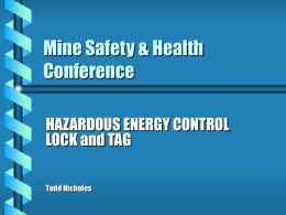 Hazardous Energy Control - Lock and Tag