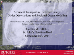 Sediment Transport in Hurricane Sandy: Glider Observations and Regional Ocean Modeling