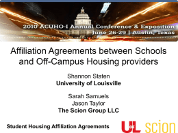 Affiliation Agreements between Schools and Off-Campus Housing providers