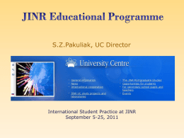 JINR educational programme